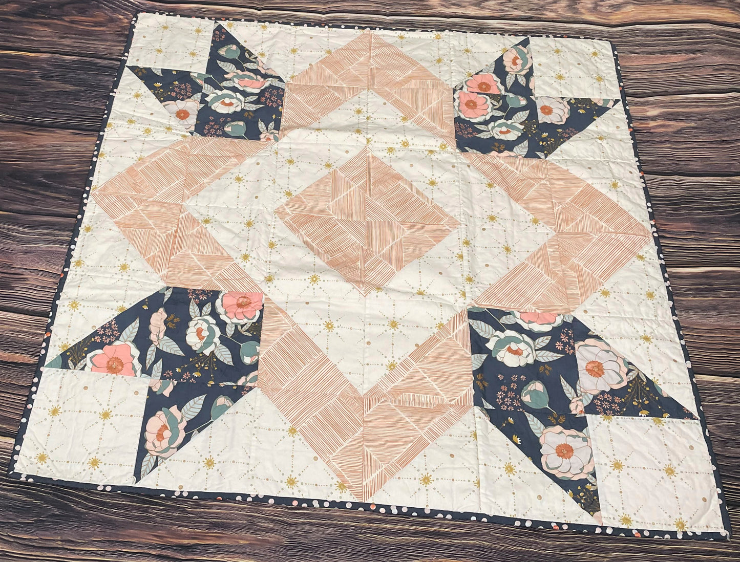 Blush & Navy Minky Baby Quilt