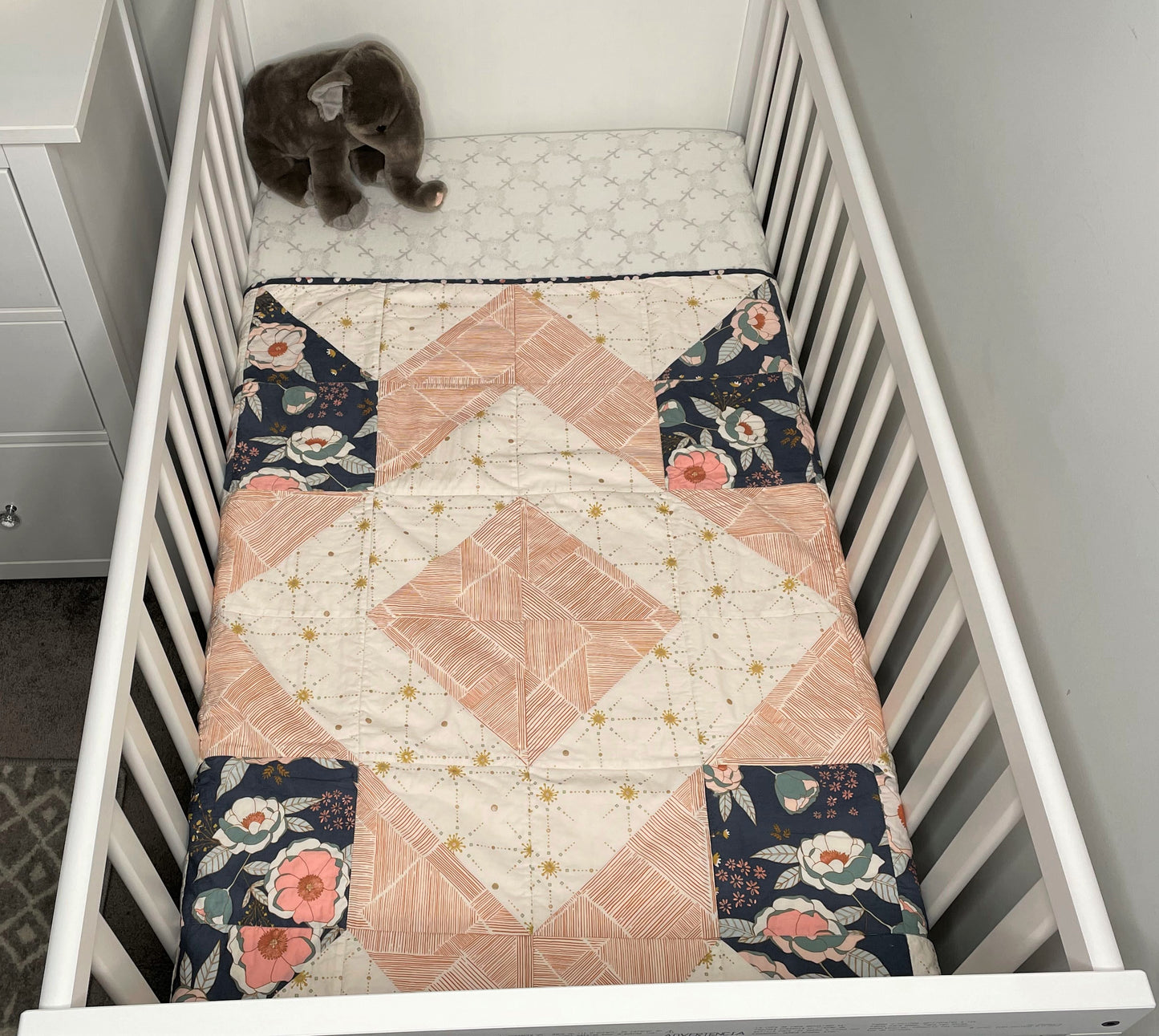 Blush & Navy Minky Baby Quilt