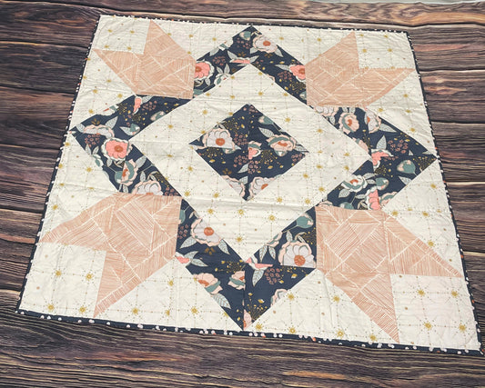 Navy & Blush Minky Baby Quilt