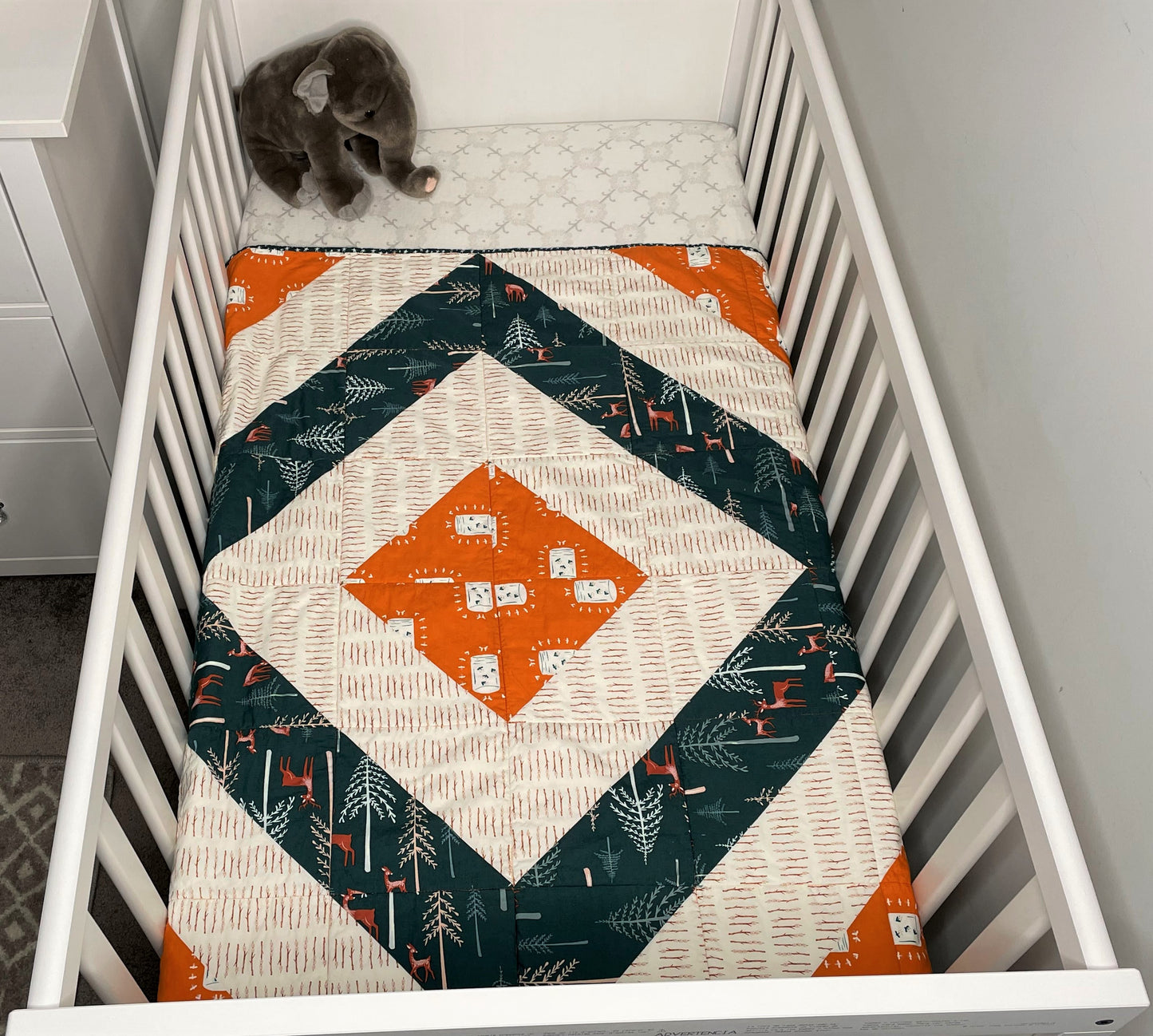 Green & Orange Campfire Minky Baby Quilt